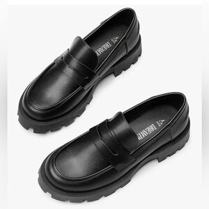 Black Chunky Loafers for Women